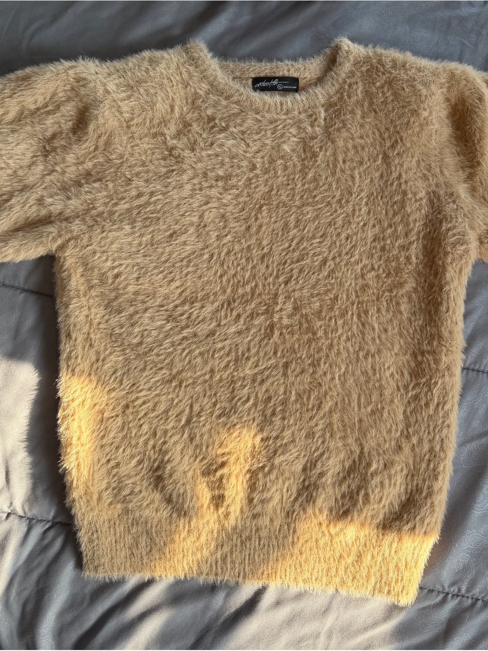 VICI Tan/Taupe Fuzzy Short Sleeve Sweater – Cozy & Soft